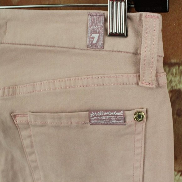 7 FOR ALL MANKIND Jeans Mid Rise Skinny Contour Womens 26 Blush Pink $178 EUC - Picture 10 of 12
